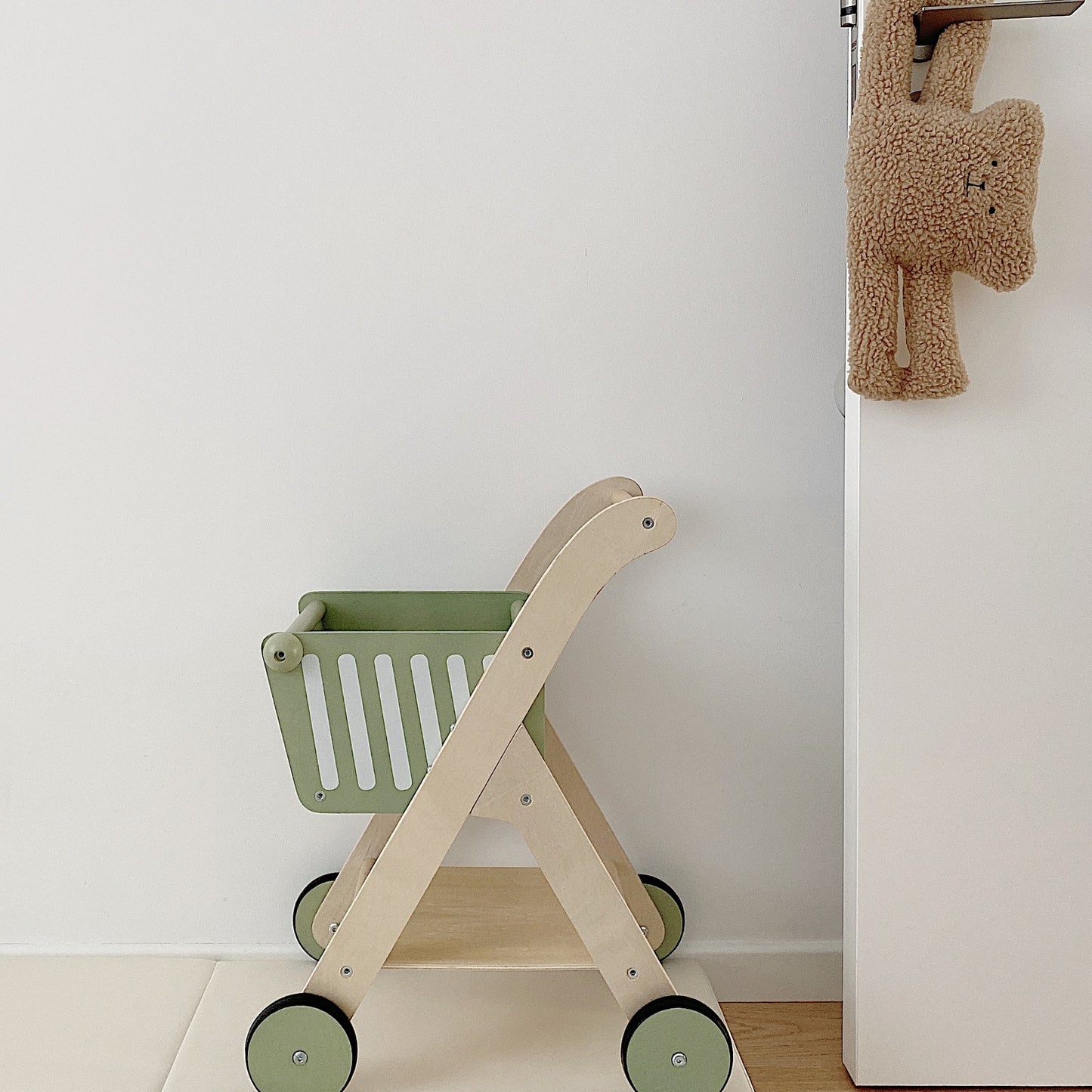 Toddler’s Wooden Shopping Cart – Perfect for Walk & Play